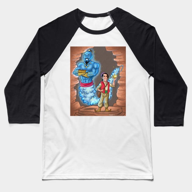 The Genie in the Lamp Baseball T-Shirt by Nef Melendez Art